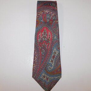 Geoffrey Beene Paisley Silk Neck Tie Red Blue Purple